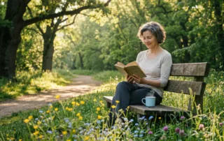 Doğada yürüyüş yapan ve anın tadını çıkaran bir kişi, zevk veren etkinlikler konsepti.